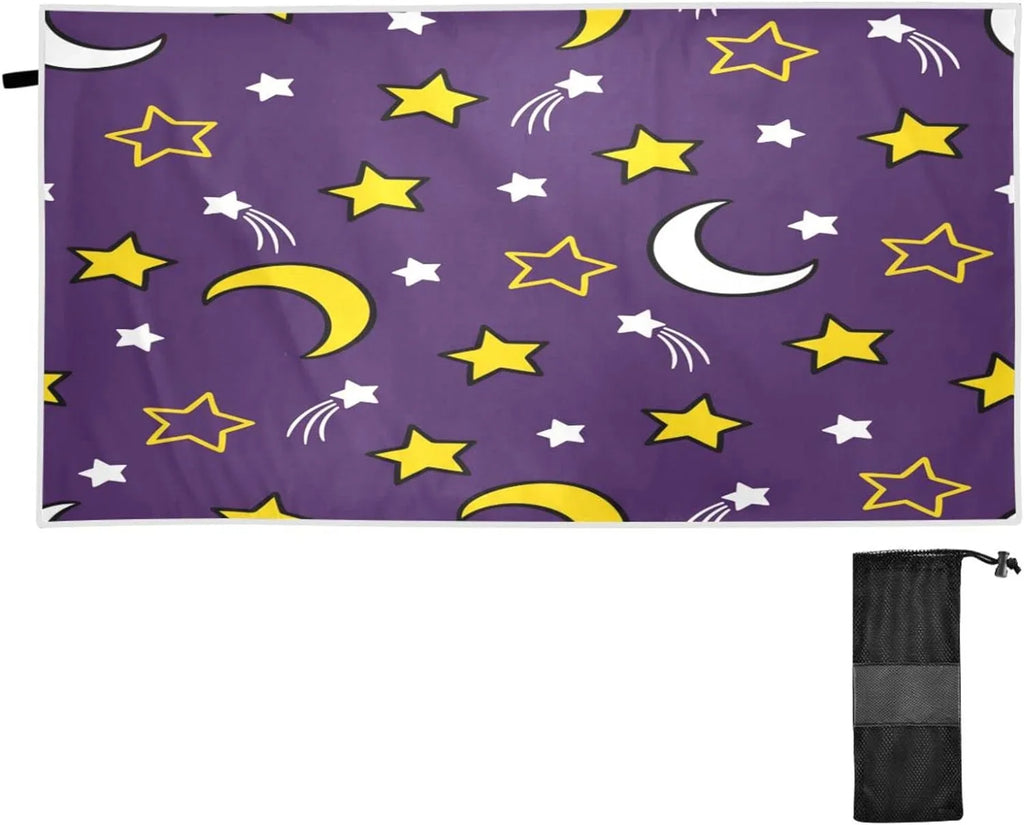 Bestwell Moon and Stars Beach Towel - Lampweight Compact Oversized Travel Towels - Super Absorbent Quick Dry Towel for Swimming Camping Holidayï¼419ï¼