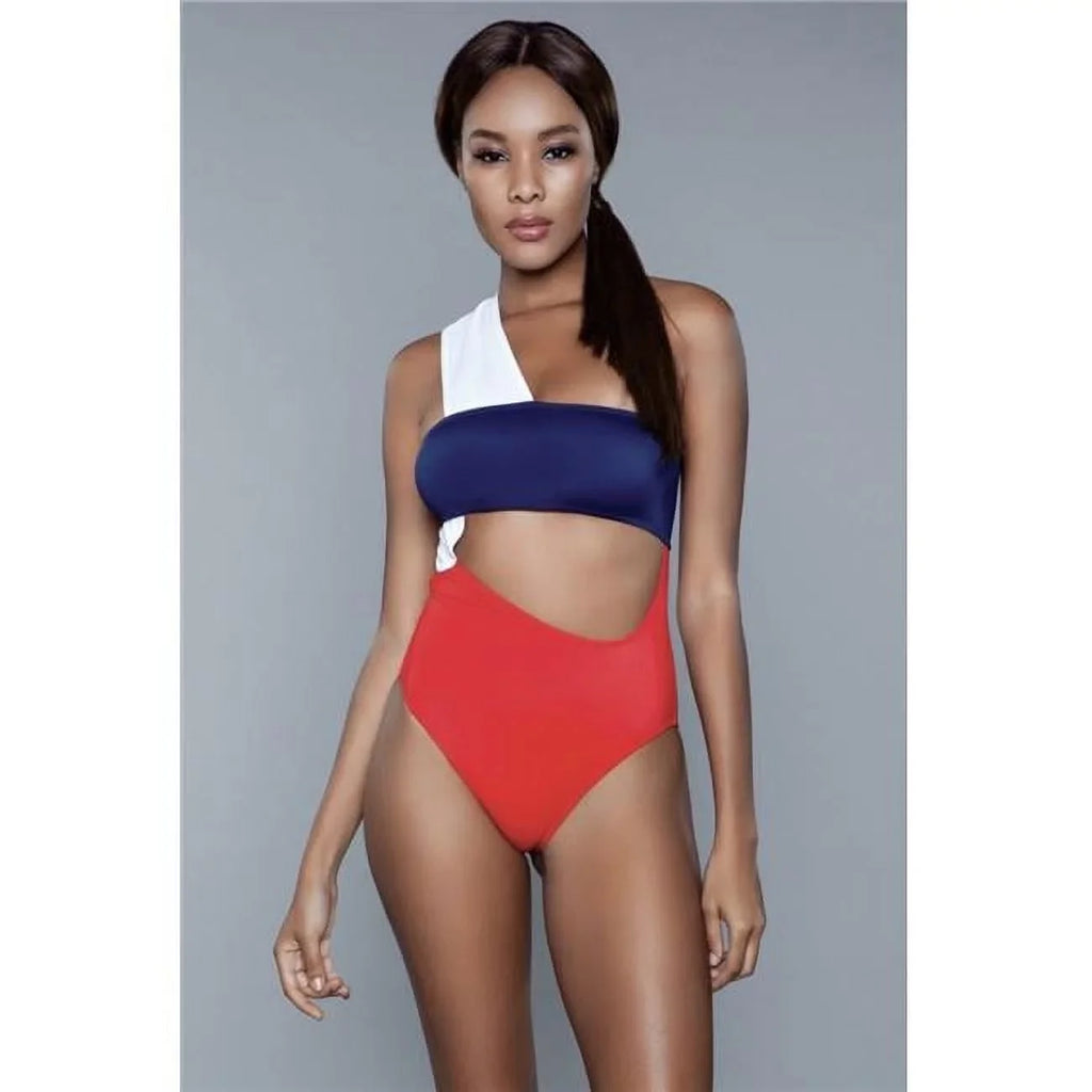 BeWicked Women Kennedy Swimsuit, Red, White & Blue - Medium