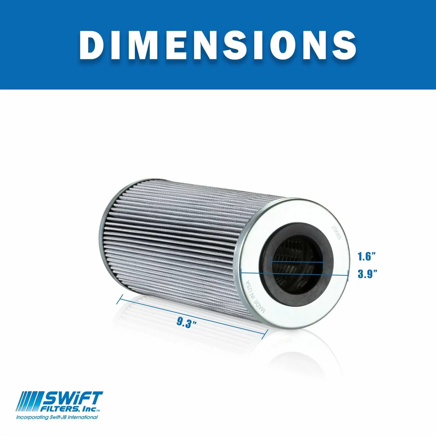 Direct Interchange for FLEETGUARD HF6109 Cartridge Filter Element Microglass 3 Micron