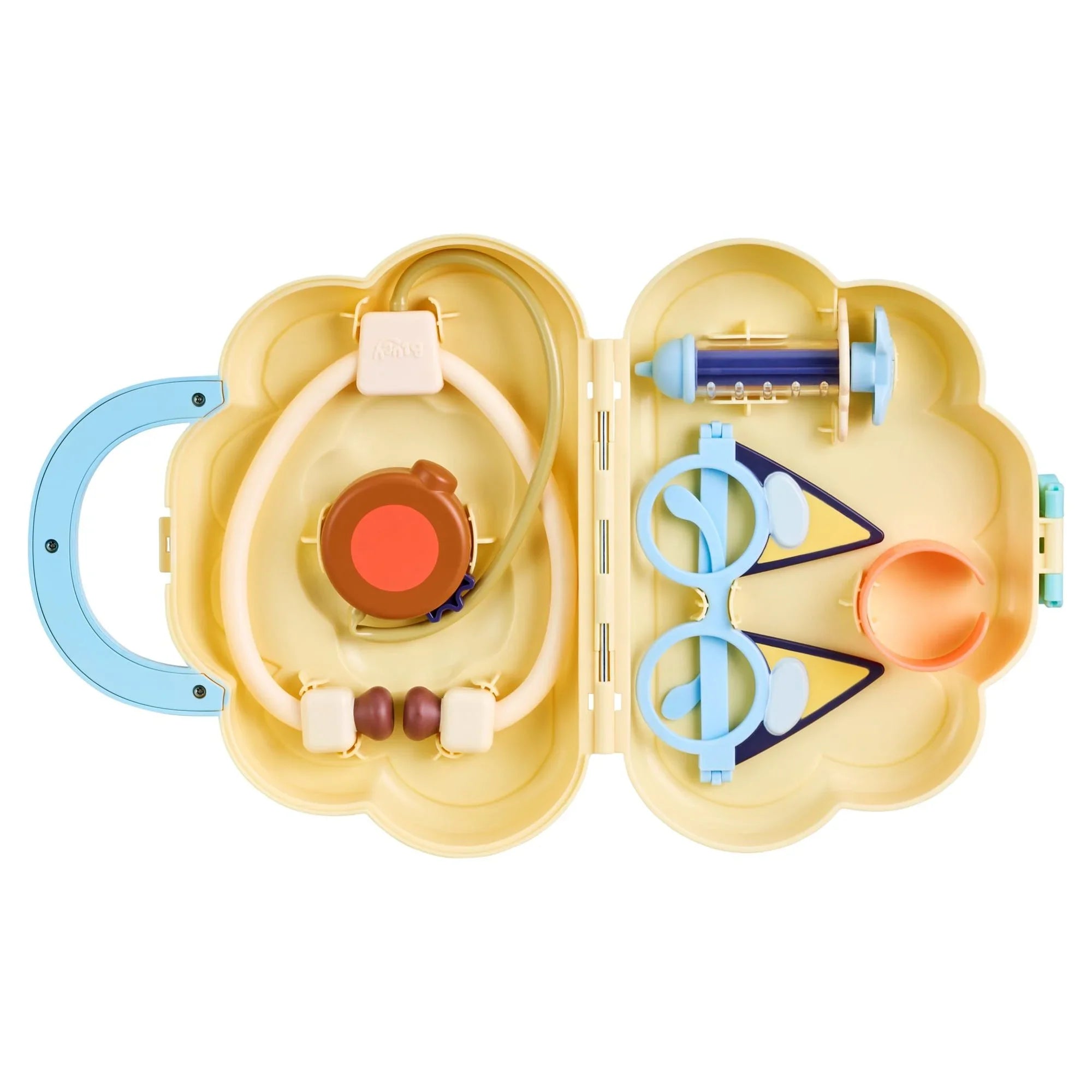 Bluey Cloud Bag Doctor's Set, Doctor Check Up Set, Toy Doctor's Playset with 7 Play Pieces, Stethoscope, Syringe, toy Bandage, Stickers, and more , Preschool, Toys for Kids, Ages 3+ - Exclusive Design