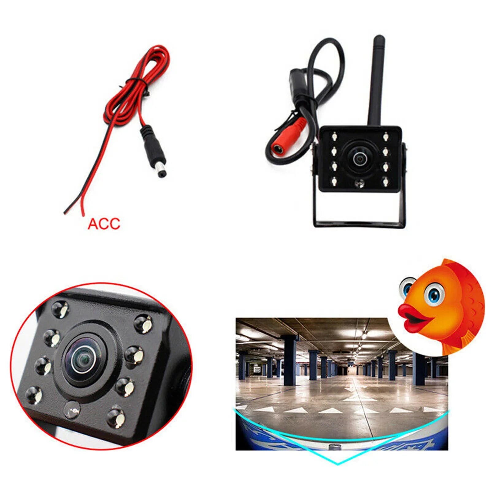 Htovila WiFi Wireless Car Rear View Camera Truck Bus ~36V Automobile LED Reverse HD Night Vision Backup Camera, IP67 Waterproof Wireless Reversing Monitor - Exclusive Design