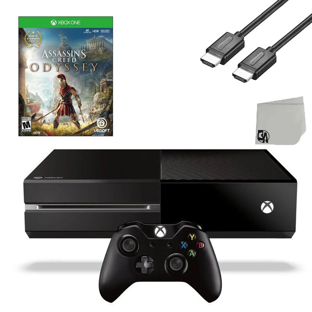 Xbox One Original 500GB Gaming Console Black HDMI Cable With Assassin's Creed Odyssey Game BOLT AXTION Bundle Like New - Exclusive Design