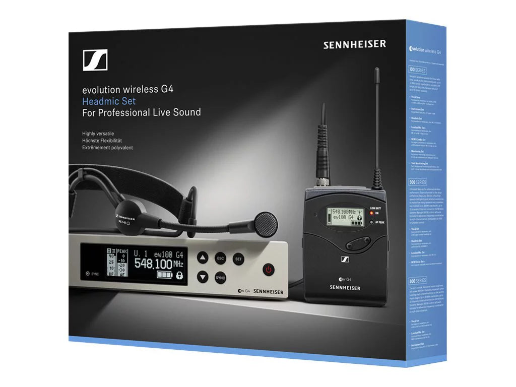 Sennheiser Pro Audio Sennheiser EW 100-ME3 Wireless Cardioid Headset Microphone System - A1 Band (470-516Mhz), 100 G4-ME3-A1