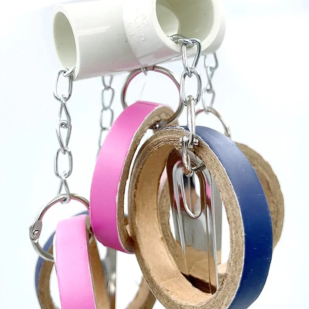 Stylish GILYGI Durable Bird Parrots Pots and Bagel Toys, Pullable Stainless Steel Cup and Cardboard Ring Toys for Amazons Mini Macaws African Greys Cockatoos Eclectus