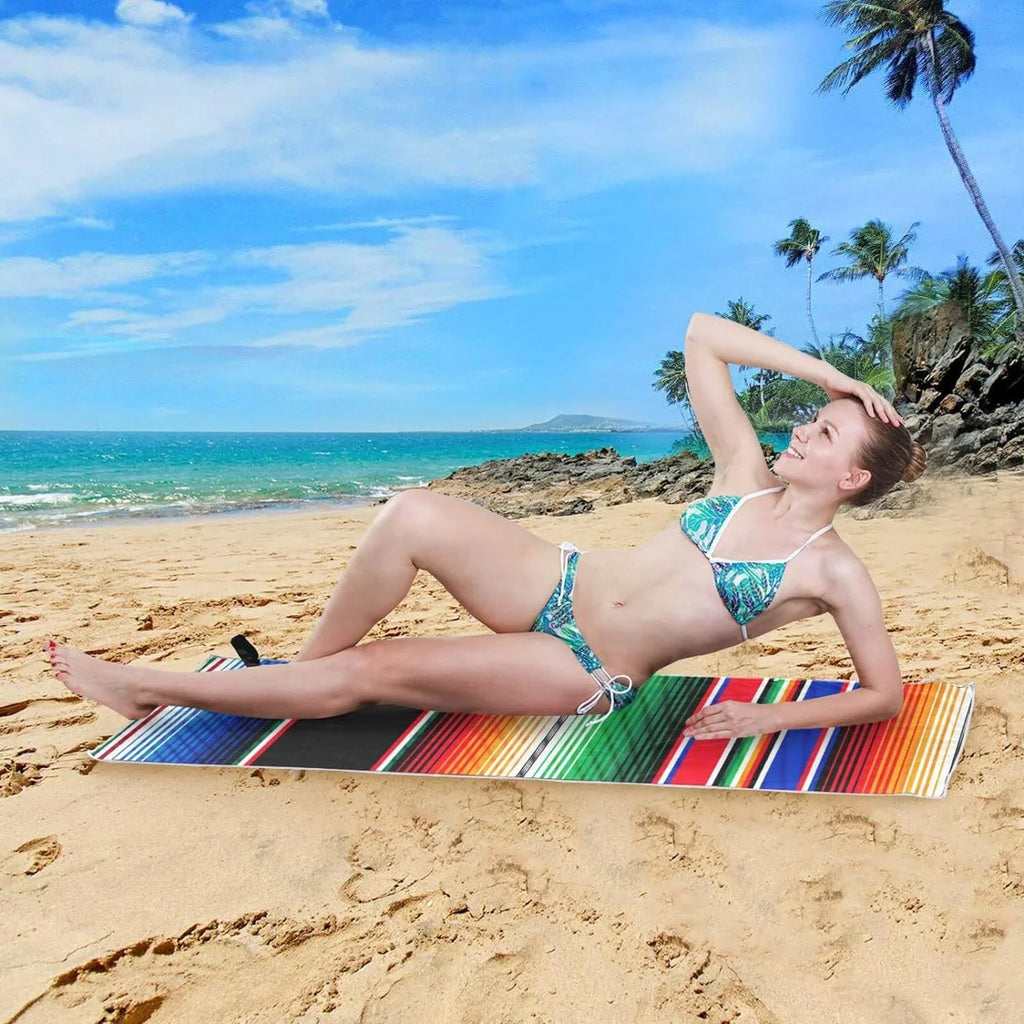 Stylish Bestwell Mexican Serape Blanket Stripes Beach Towel Oversized Towel Blanket, Thin Lightweight Microfiber Sand Free Quick Dry Towel, 30âX60â Multipurpose Pool Bath Yoga Swim Shower Towel