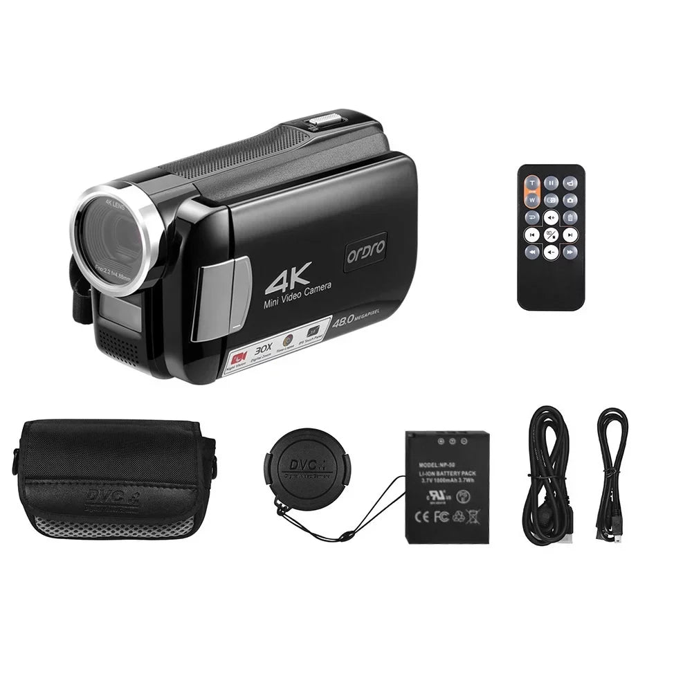 ORDRO AC2 4K Digital Video Camera Camcorder with 30X Digital Zoom and IR Night Vision