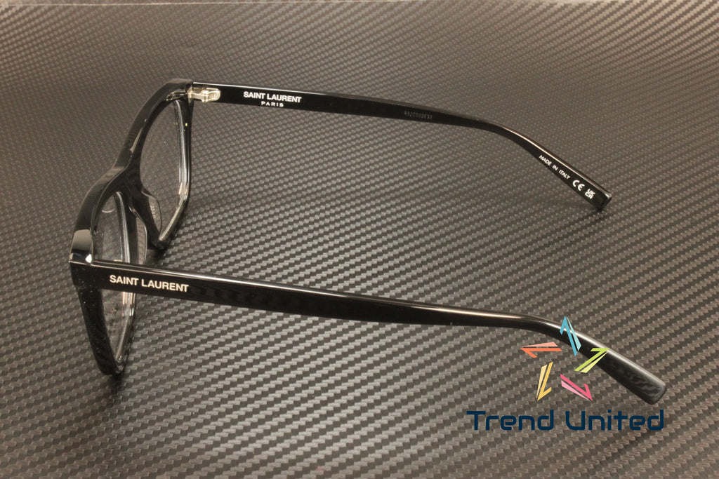 Stylish SAINT LAURENT SL 481 001 Rectangular Squared Black 55 mm Men's Eyeglasses