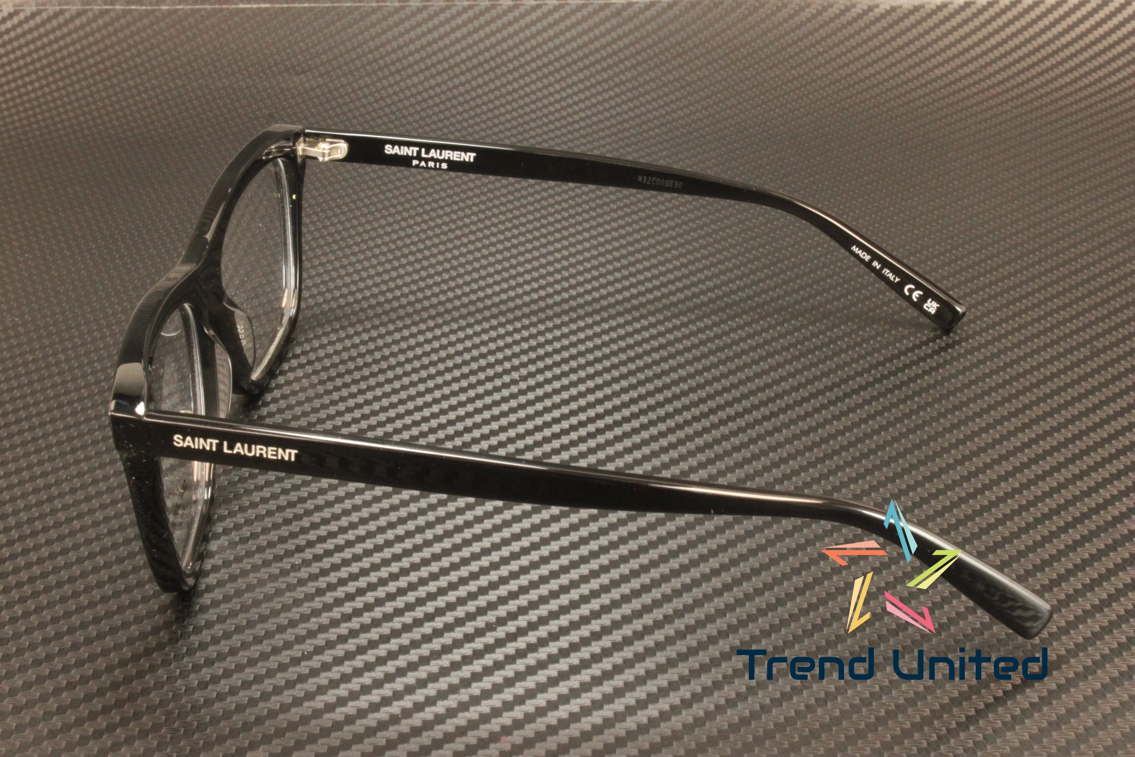 Stylish SAINT LAURENT SL 481 001 Rectangular Squared Black 55 mm Men's Eyeglasses