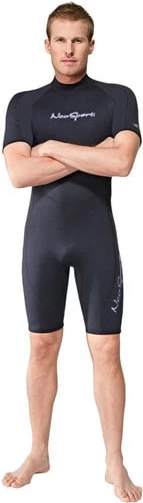 Stylish Neosport Men's 3mm Shorty Scuba Diving Wet Suit (Black / Blue, X-Small)
