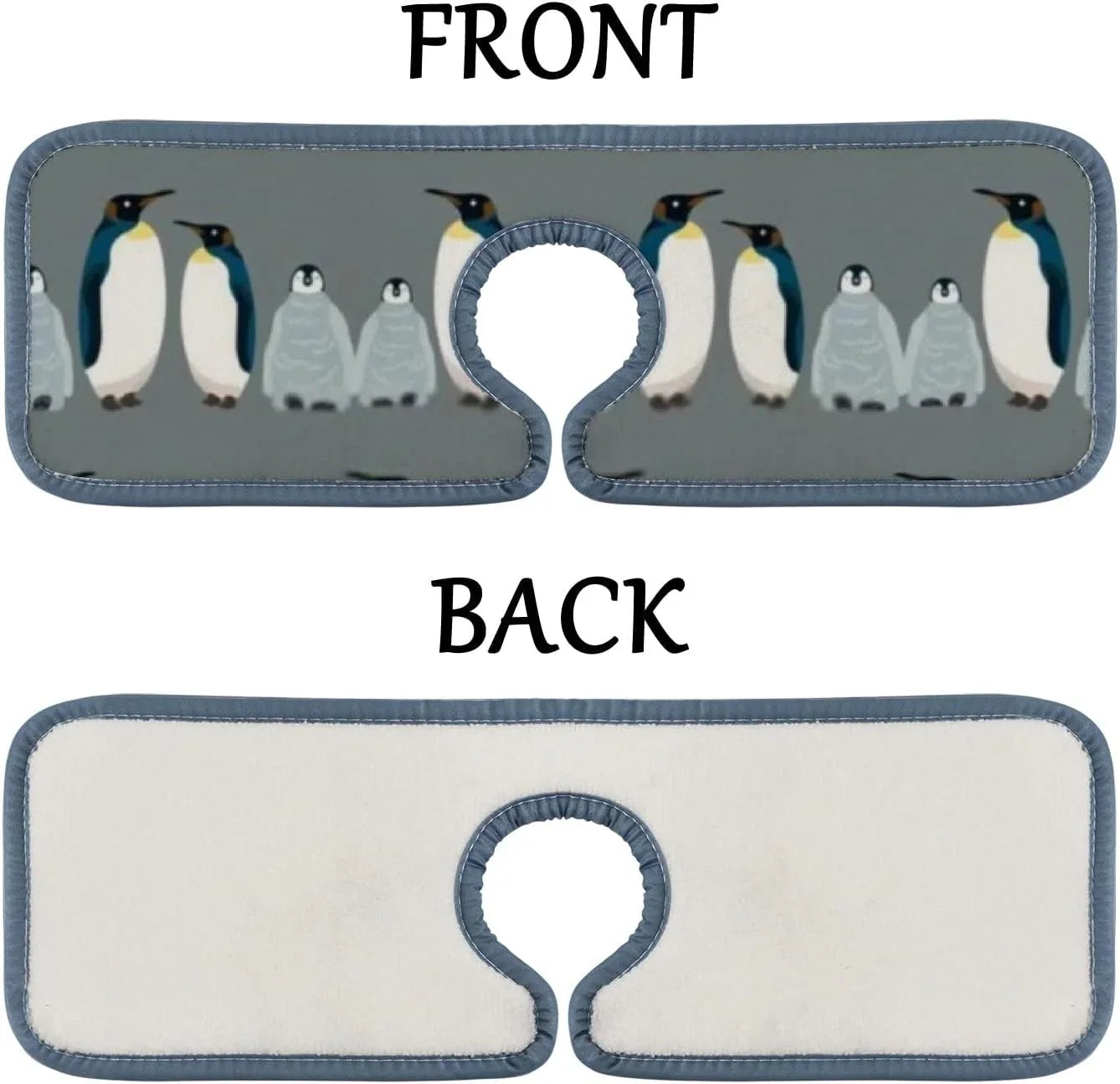 Stylish Bestwell 3PCS Faucet Absorbent Mat, Sea Bird Penguin Washable Sink Splash Guard Drip Catcher, Kitchen Bath Countertop Sinkmat Microfiber Drying Mats