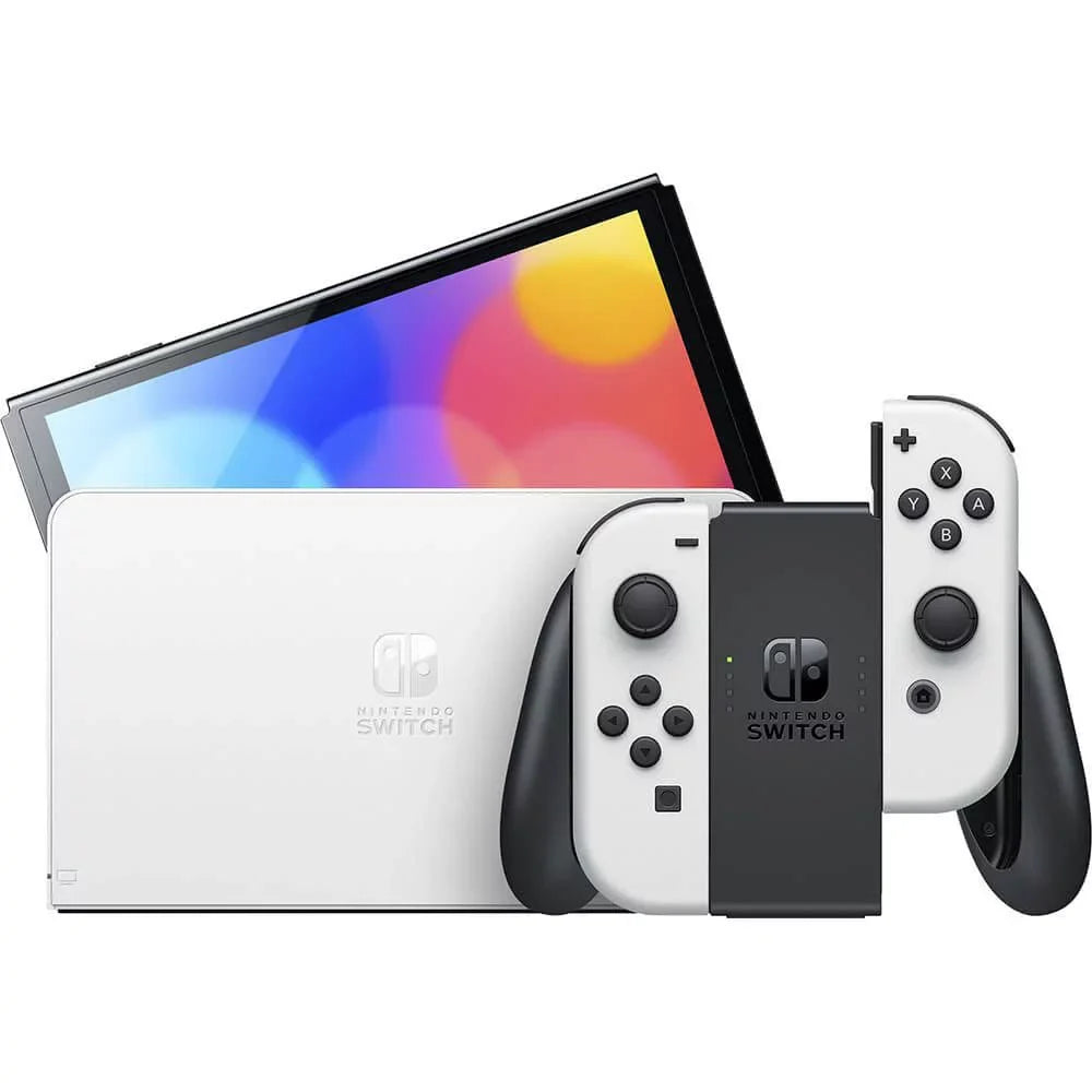 Nintendo Switch 64GB 7-inch OLED Model Bundle, White Joy-Con Controllers & Dock, 64GB Storage, Game Mario Kart 8 Deluxe with Ptech Accessories - Exclusive Design