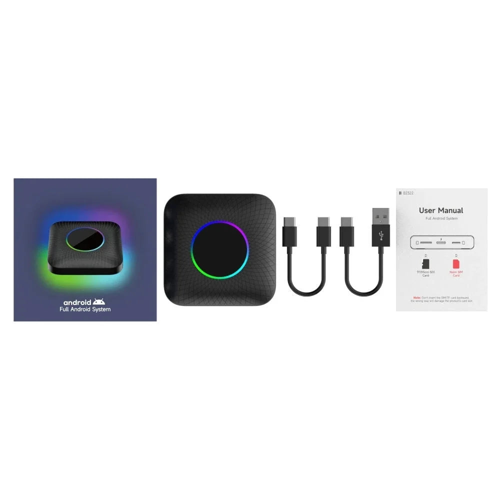 Stylish Carlinkit Ai Box Android 13 Led Wireless Android Auto & Apple CarPlay Smart Tv Box QCM6225 For Youtube Netflix Car Accessories