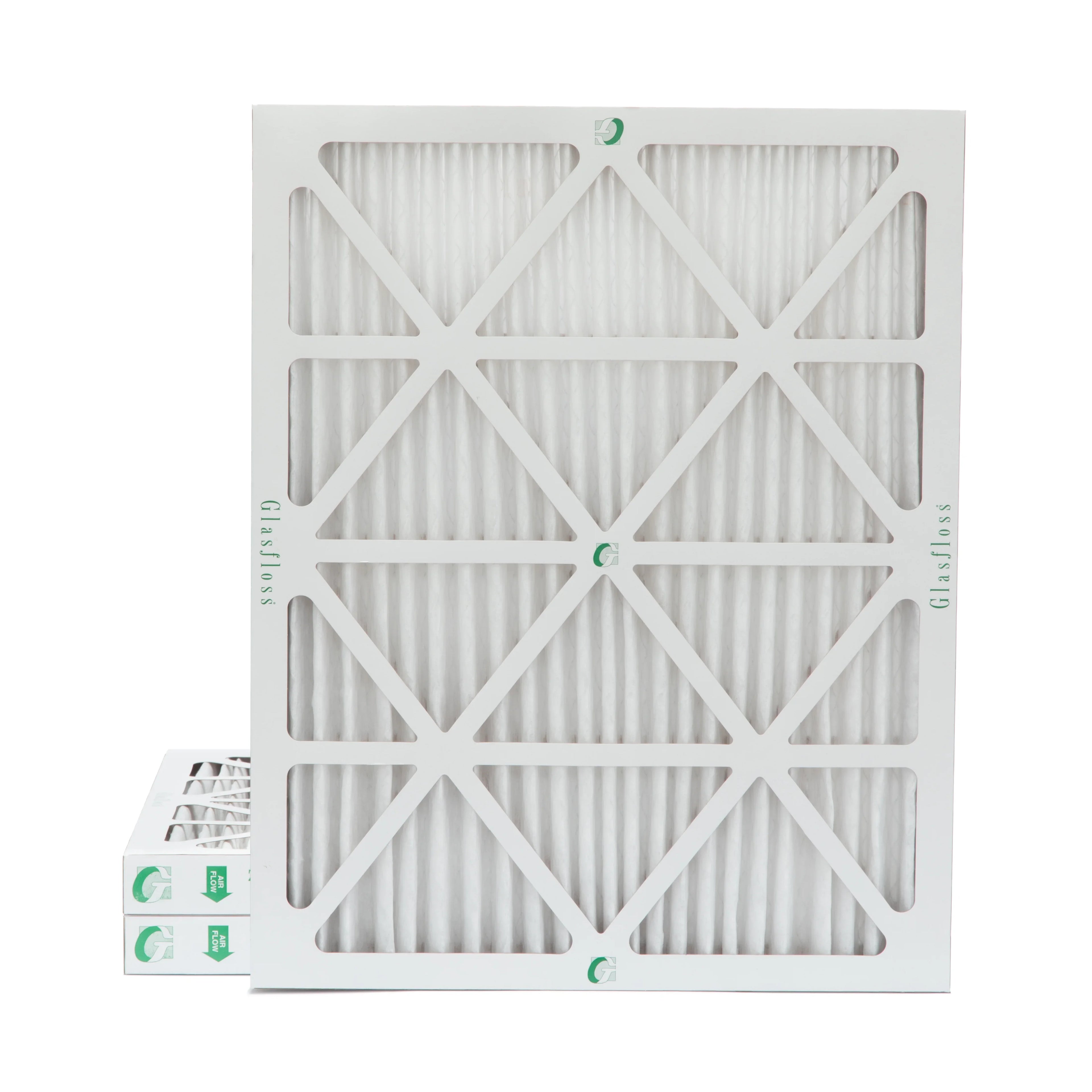 Stylish 3 Pack of 16x20x2 MERV 10 Pleated 2" Inch Air Filters by Glasfloss. Actual Size: 15-1/2 x 19-1/2 x 1-3/4
