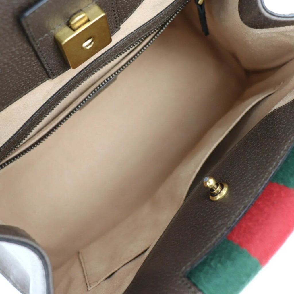 Pre-Owned GUCCI Gucci Totem Sherry Handbag 505342 Leather Rhinestone Brown 2WAY Shoulder Bag Butterfly Motif (Good)