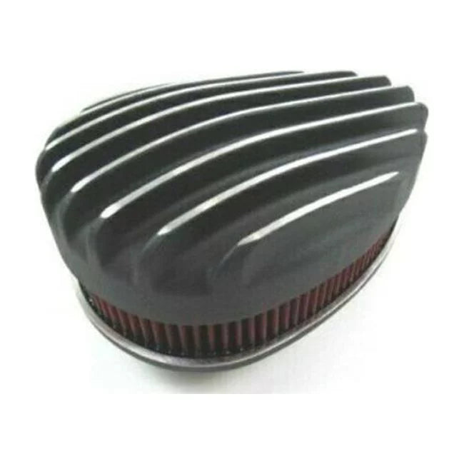 Finned Tear Drop Air Cleaner with Washable Element & Single Carb, Black - Exclusive Design