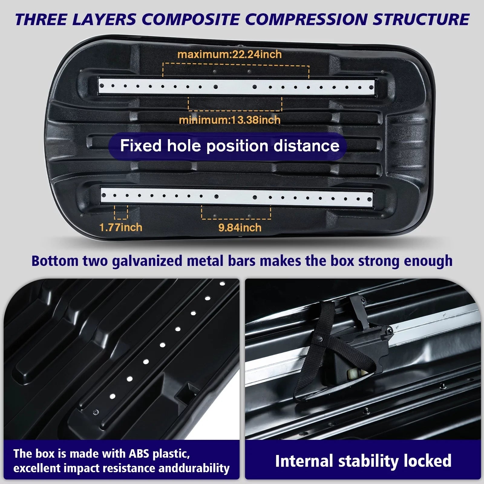Large Rooftop Cargo Carrier Hard Shell Rooftop Cargo Box with Double Locks, 13 ftÂ³ Waterproof Cargo Box for SUV Rooftop 56.3" L x 30.3" W x 13.8" H, Carbon Fibre Grain