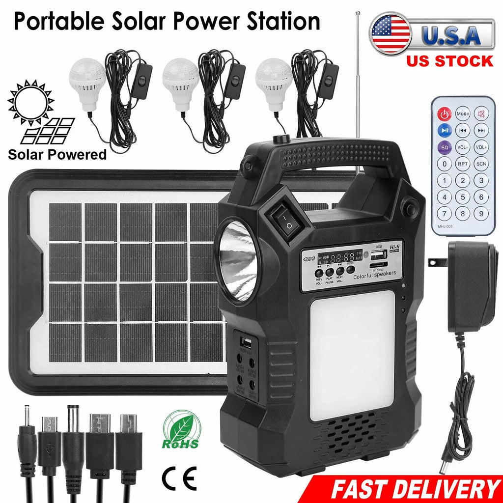 Stylish DFITO Portable Solar Powered Station, Rechargeable Solar Generator, Dual Way To Charge, Solar Panel Power Bank with 3 LED Bulbs Flashlight for Hiking Camping Emergency