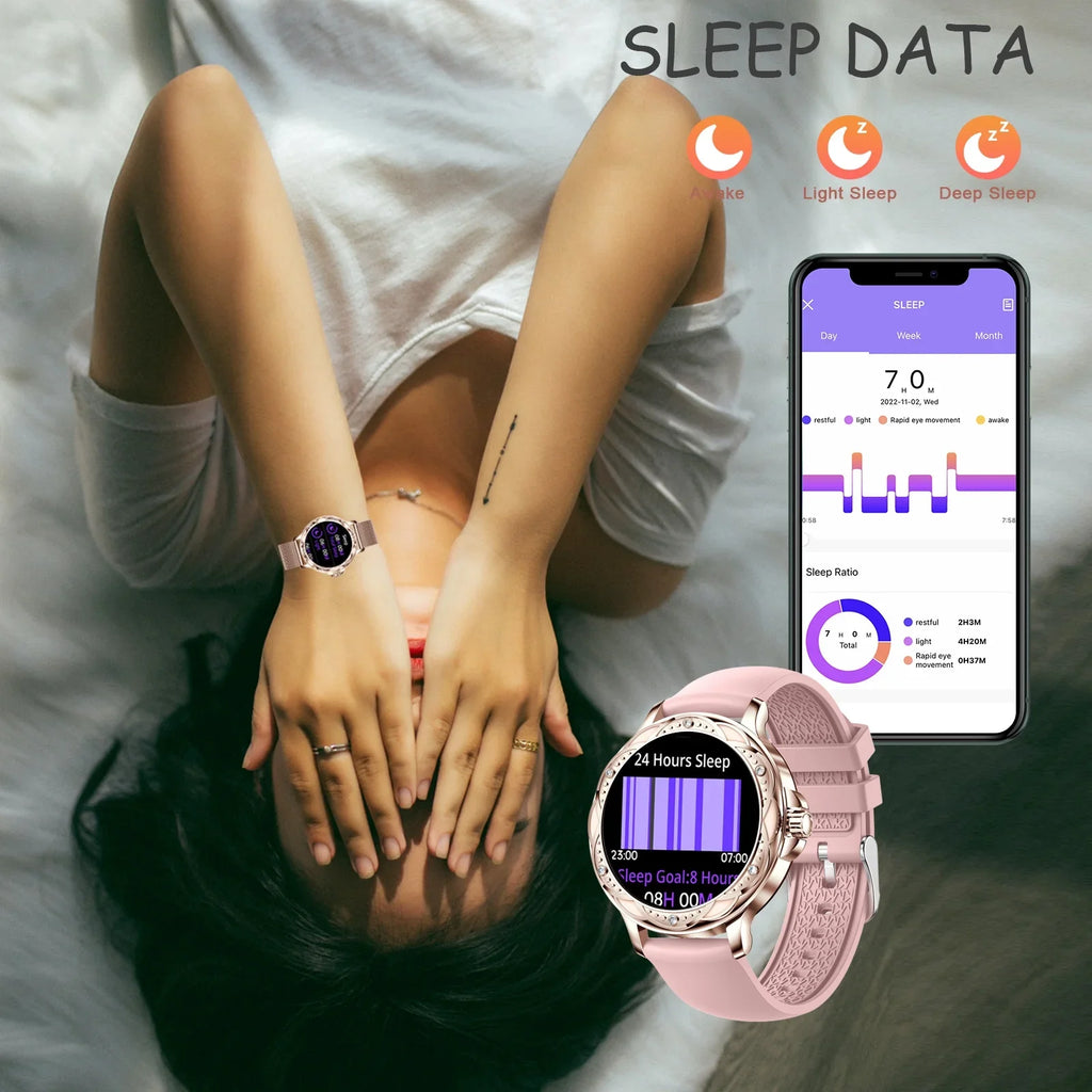 Stylish VOPOCO Smart Watch for Women (Answer/Make Calls) 1.2" Lightweight HD Screen Sports Smartwatch for iPhone Android