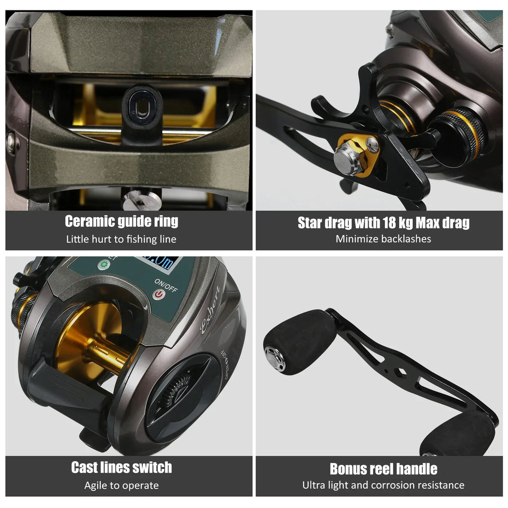EXBERT Baitcasting Reel,With Display Speed Reel Usb Carbon 9+1bb Reel With Fiber Reel 9+1bb Eryue Reel With Display Speed 6.4 1 Carbon Fiber Reel Brake Baitcaster Reel Display Speed 6.4 1 Ratio Brake