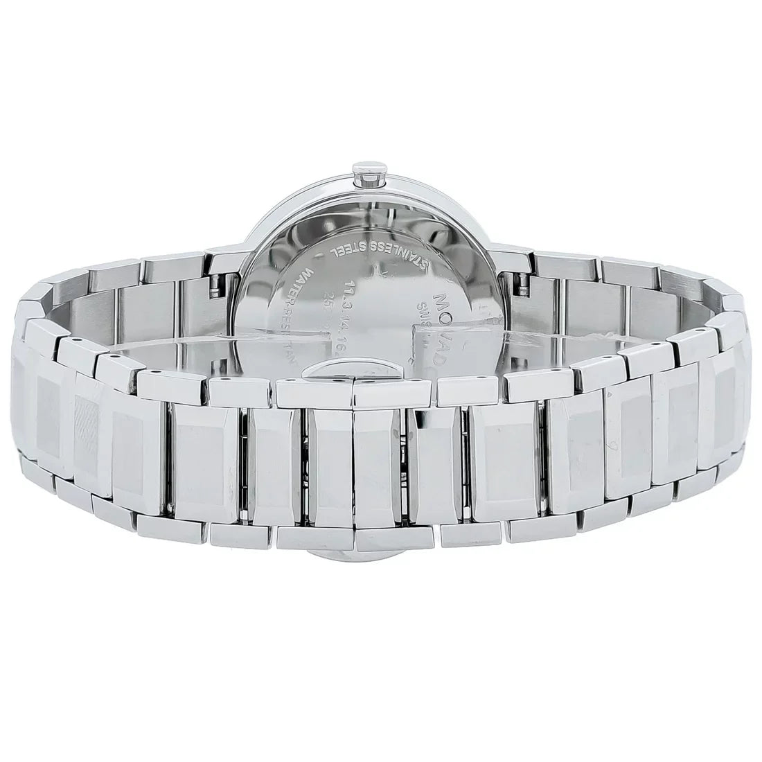 Stylish Movado Sapphire Quartz Silver Mirror Dial Ladies Watch 0607547