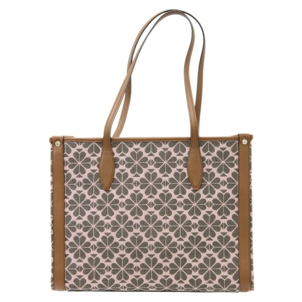 Stylish Pre-Owned Kate Spade spade flower collection tote bag shoulder jacquard leather pink x brown women's KS (Good)