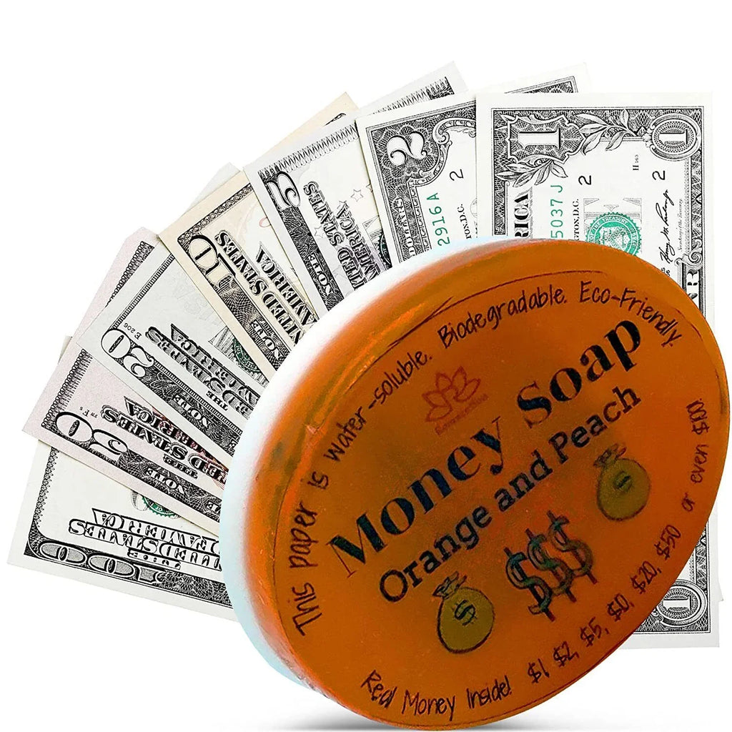 Orange and Peach Glycerin Soap Bar with Real Money Inside - Exclusive Design