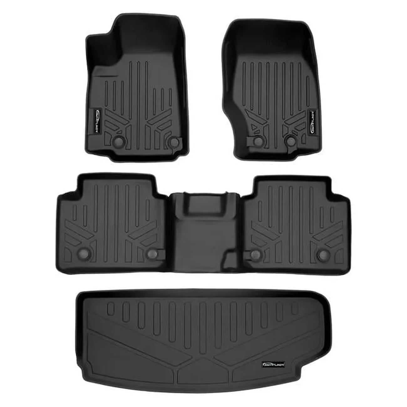 Smartliner SA0568-B0568-E0568 All Weather Custom Fit Black 2 Row & Cargo Liner Behind the 3rd Row Floor Mat Liner Set for 2021-2023 Jeep Grand Cherokee L, Black