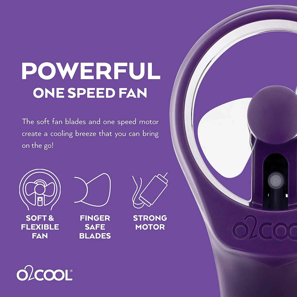 Stylish O2COOL 3.5 inch Elite Battery Powered handheld Misting Fan for Personal Cooling, Pink Raspberry, 2 Pack