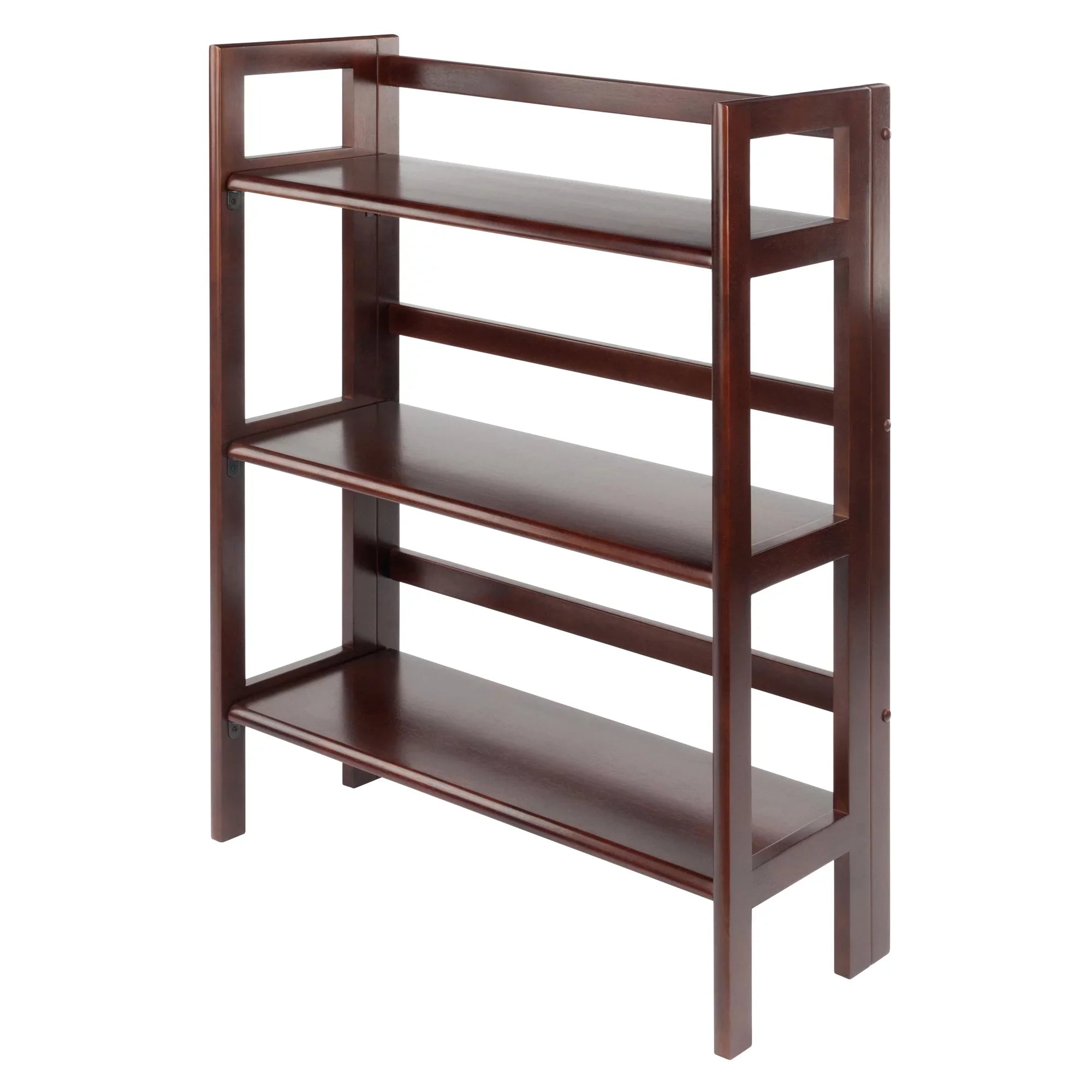 Stylish Winsome Wood Terry 3-Tier Foldable Shelf, Stackable, Walnut Finish