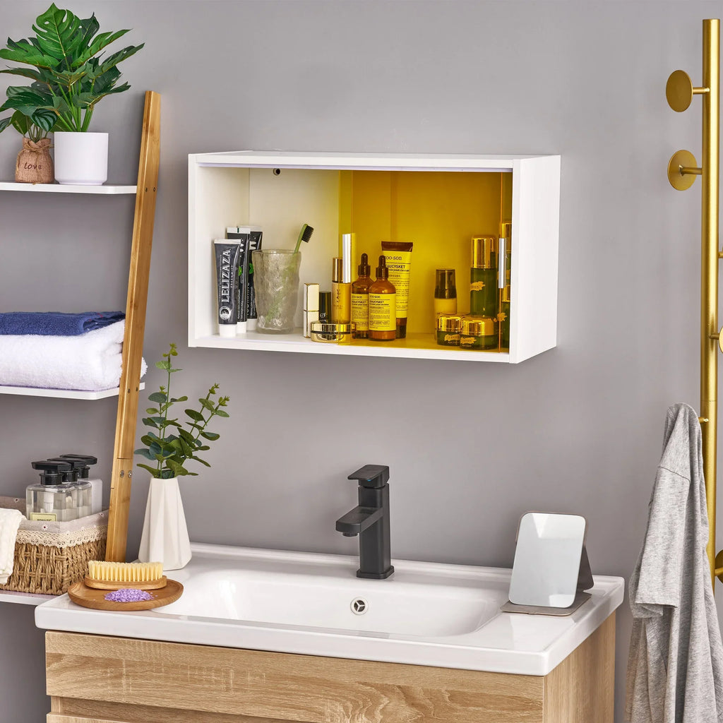 Stylish VECELO Bathroom Cabinet Wall Mounted, Multipurpose Storage Cabinet with Acrylic Sliding Doors for Bathroom Kitchen Living Room, White