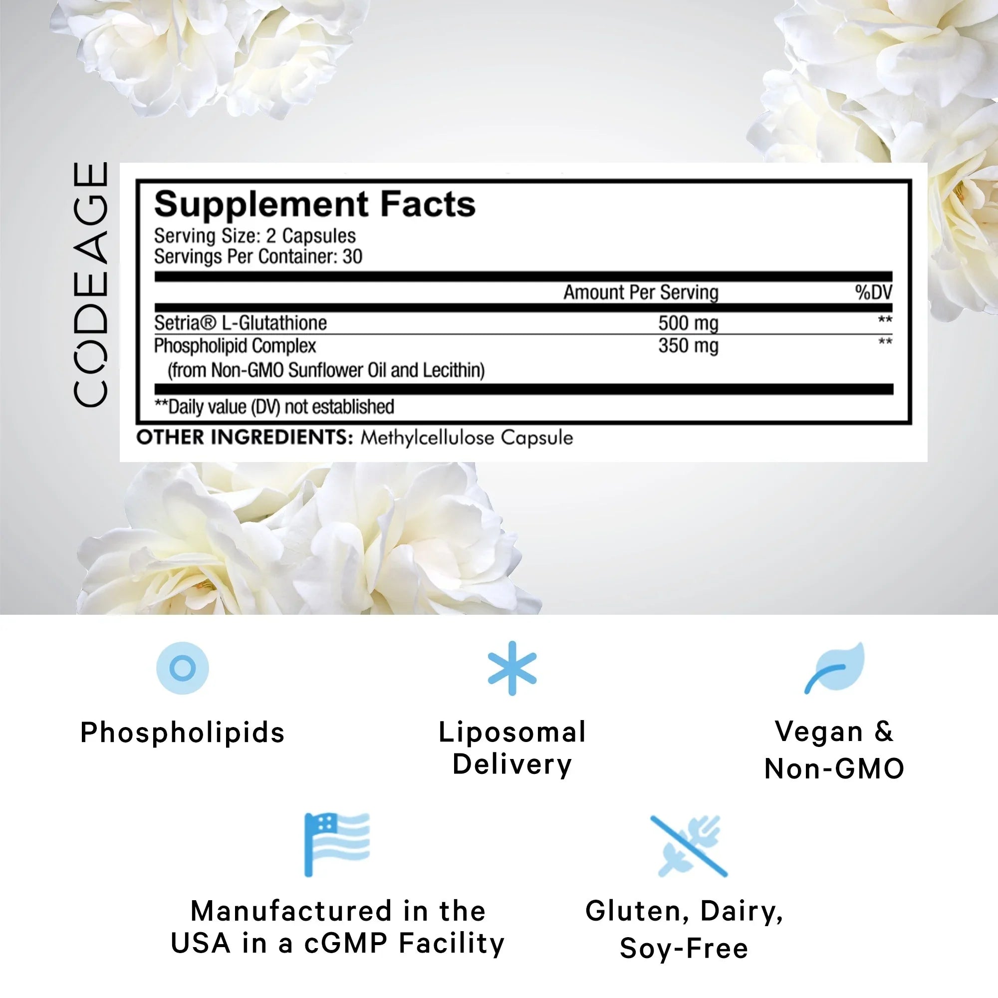 Stylish Codeage Liposomal Glutathione, SetriaÂ® L Glutathione Capsules, Phospholipid Complex, Vegan, Non-GMO, 60 ct