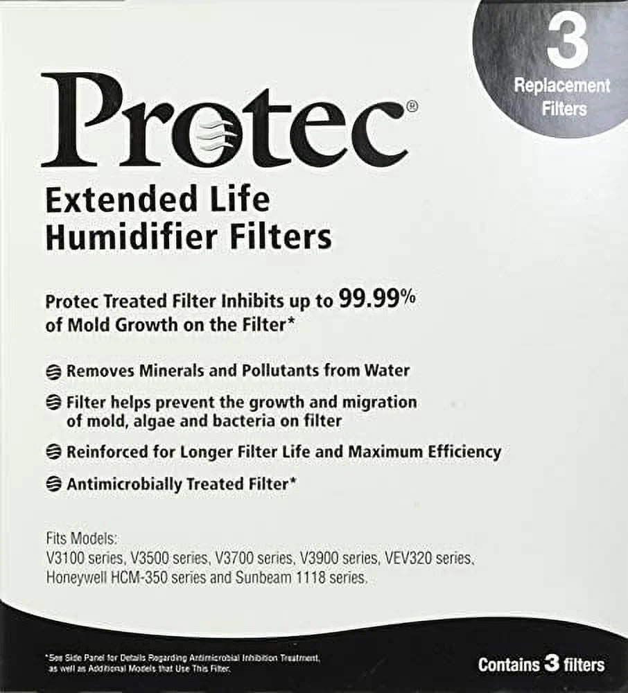 Protec Replacement Humidifier Wicking Filter, 3 Count - Exclusive Design
