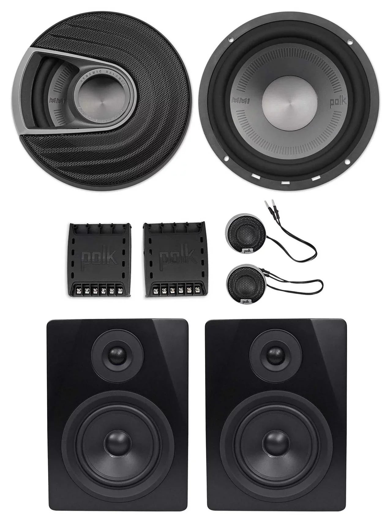 Stylish Polk Audio MM6502 6.5â 750w Component Car Speakers+Free Powered Monitor Speakers