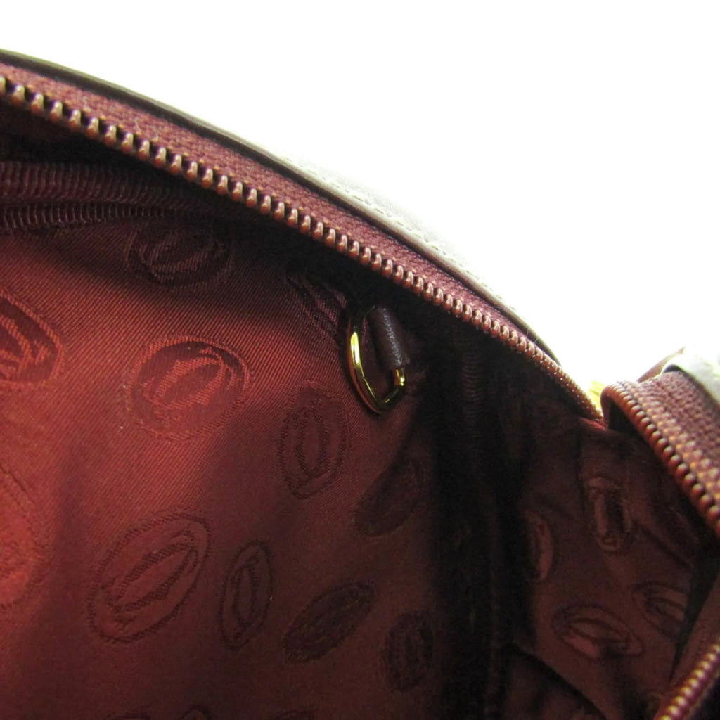 Stylish Pre-Owned Cartier Must Women's Leather Shoulder Bag Bordeaux (Good)