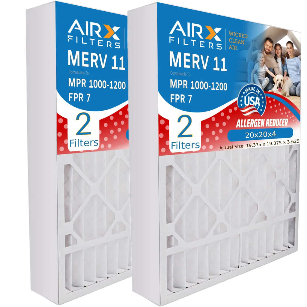 20x20x4 Air Filter MERV 11 Comparable to MPR 1000, MPR 1200 & FPR 7 Compatible with TopTech TT-FM-2020 Premium USA Made 20x20x4 Furnace Filter 2 Pack by AIRX FILTERS WICKED CLEAN AIR.