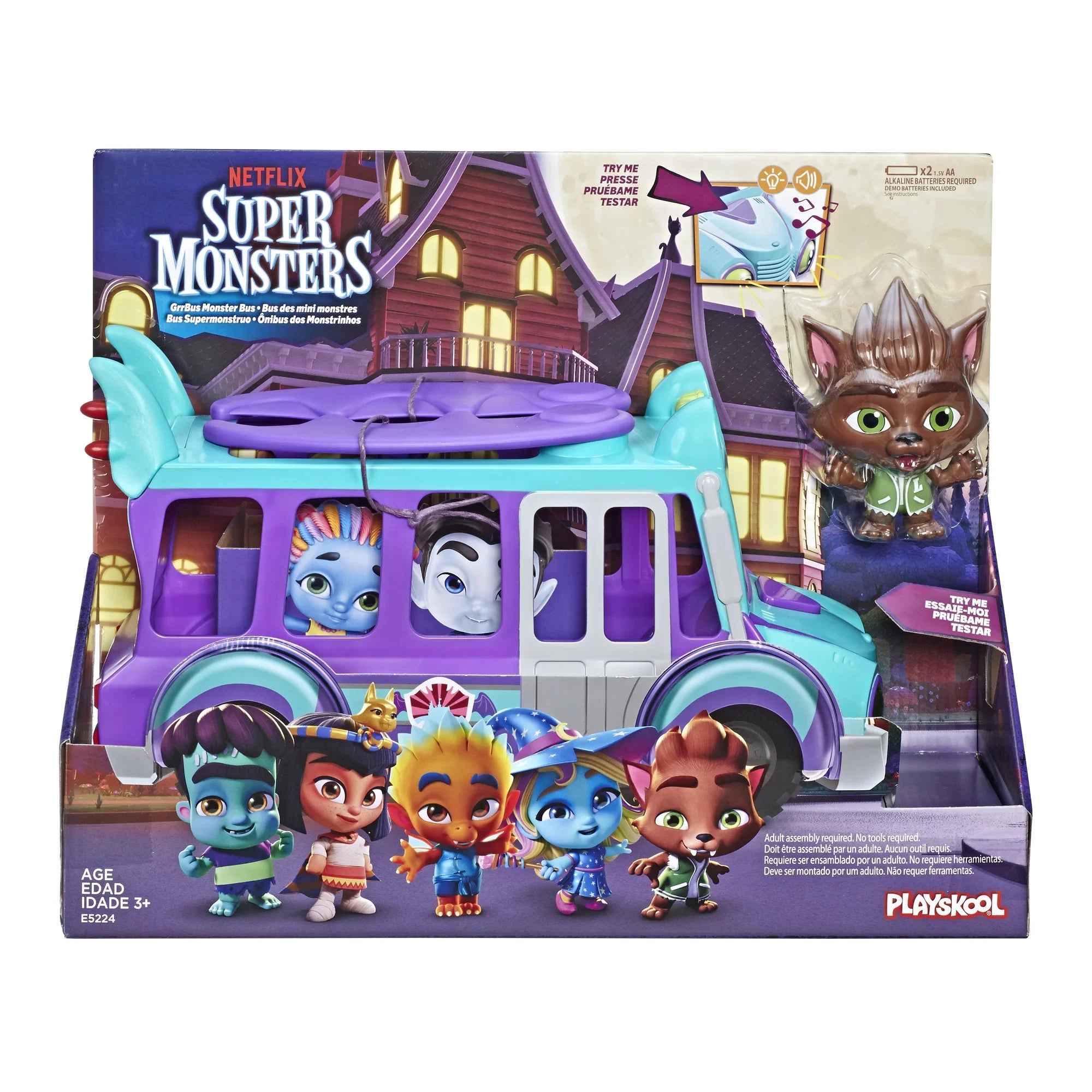 Netflix Super Monsters GrrBus Monster Bus Toy with Lamps, Sounds, and Music Ages 3 and Up