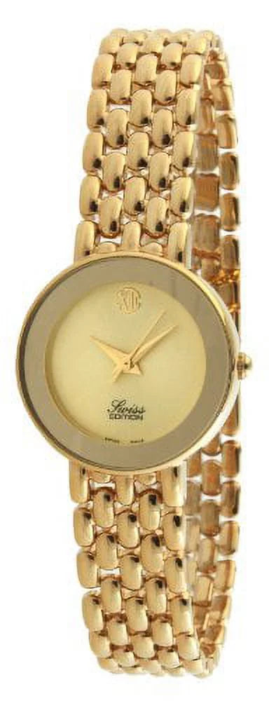 Swiss Edition SE3800-C Women's 23K Gold Plated Panther Link Bracelet Watch - Exclusive Design