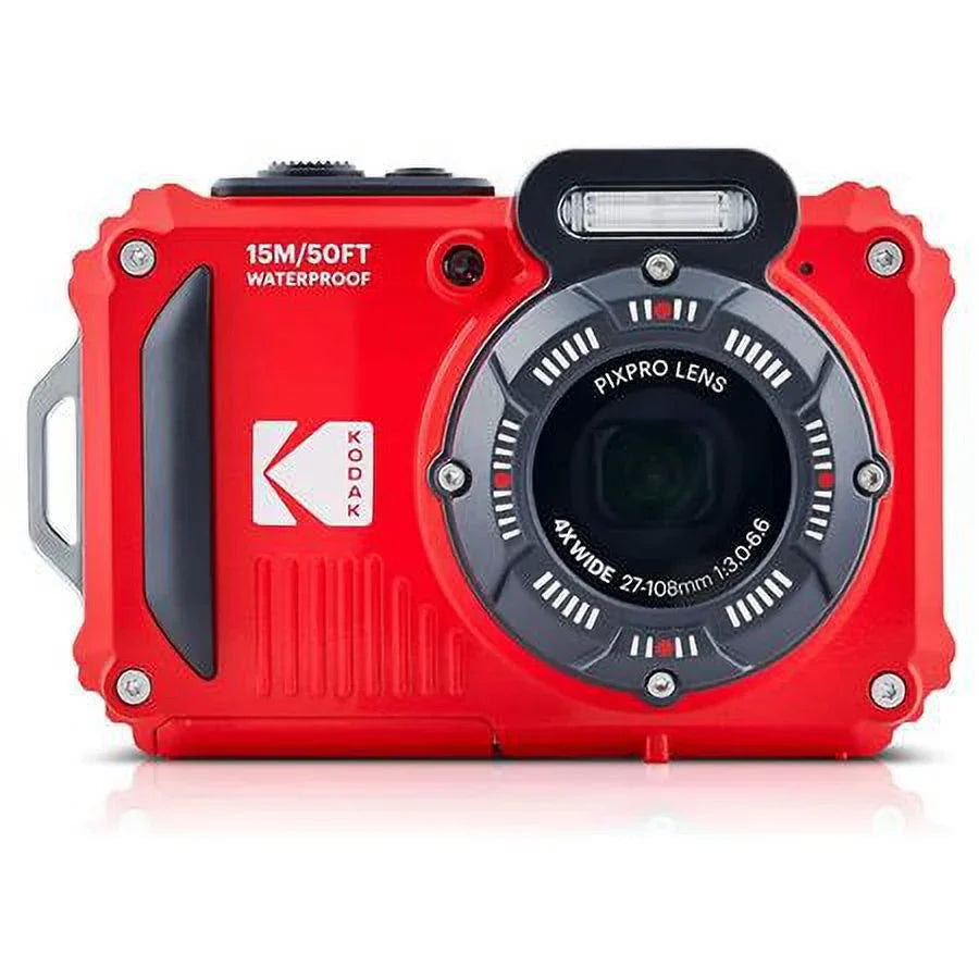 PIXPRO WPZ2 16MP Full HD Waterproof Rugged Digital Camera, Red, Bundle with 32GB Memory Card and Camera Bag