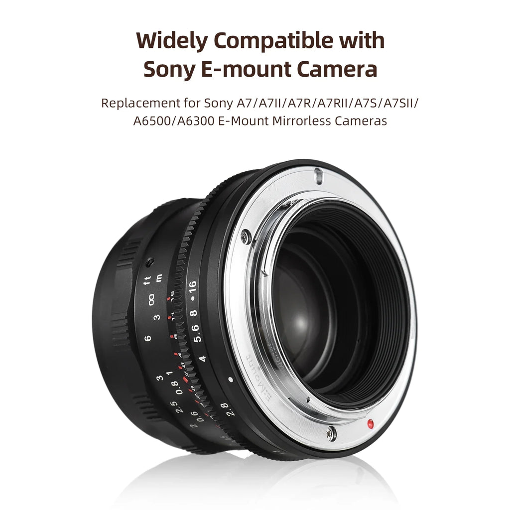 Dcenta Full Frame Camera Lens with Large Aperture Manual Focus for Sony A7/A7II/A7R/A7RII/A7S/A7SII/A6500/A6300 - Exclusive Design