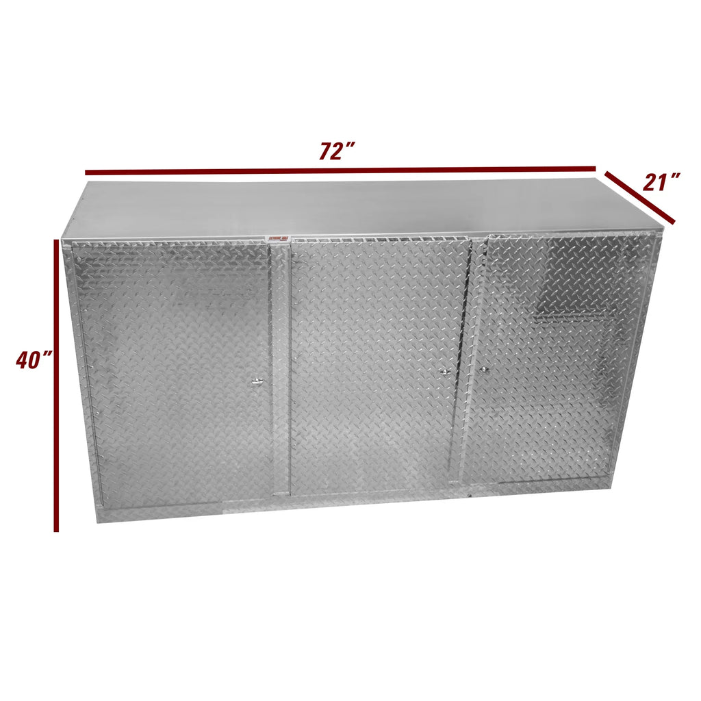 Extreme Max 5001.6418 Diamond Plated Aluminum Base Cabinet for Garage, Shop, Enclosed Trailer - 72", Silver - Exclusive Design
