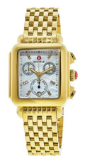 Michele Deco Mother of Pearl Diamond Dial Gold Tone Stainless Steel Women's Watch MWW06A000780 - Exclusive Design