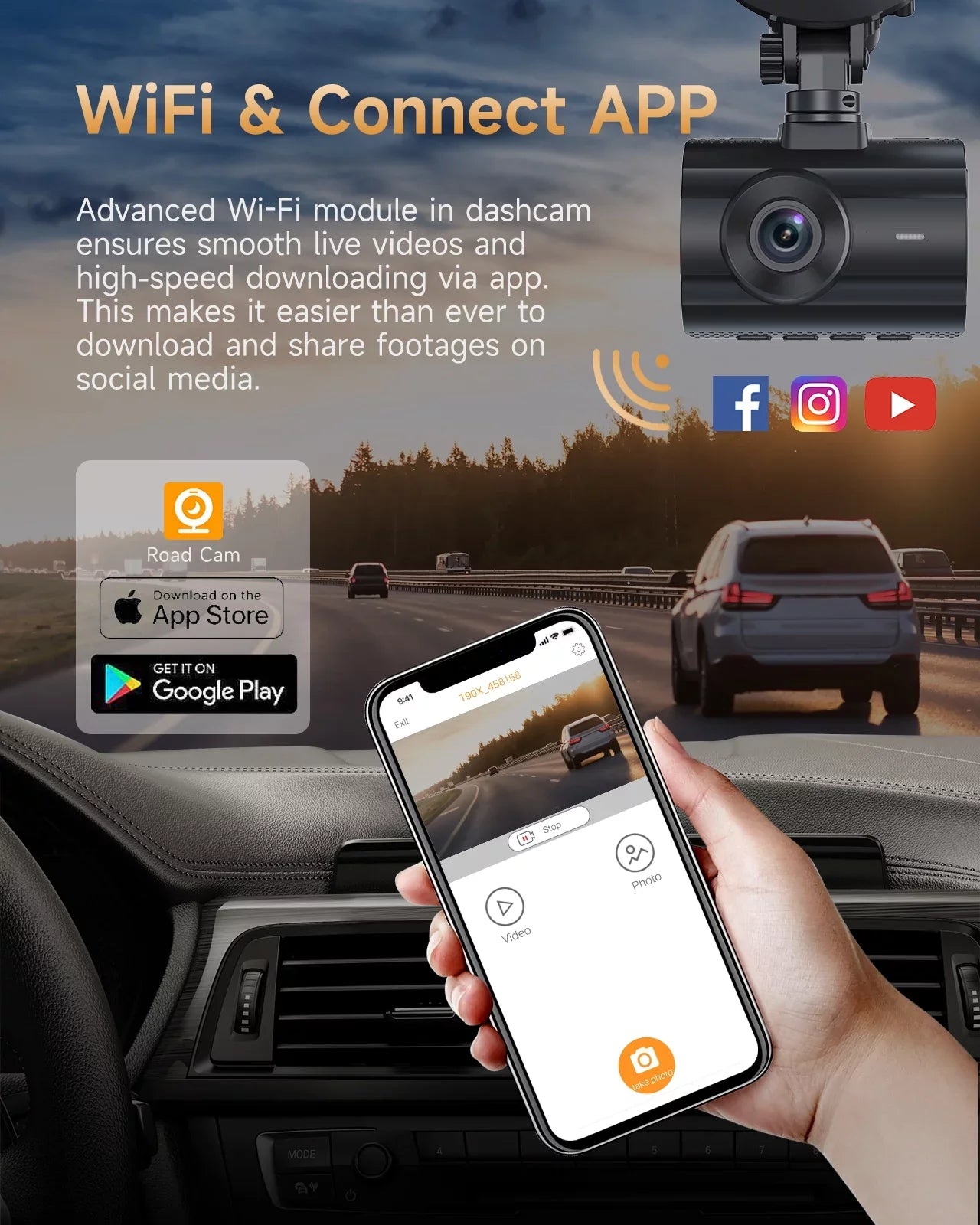 4K Dash Cam WiFi GPS,4K+1080P Front and Rear, Car Dash Camera, Dashcam with 2" LCD Screen, 170Â° Wide Angle, WDR, Night Vision,Parking Mode, G-Sensor,Black - Exclusive Design