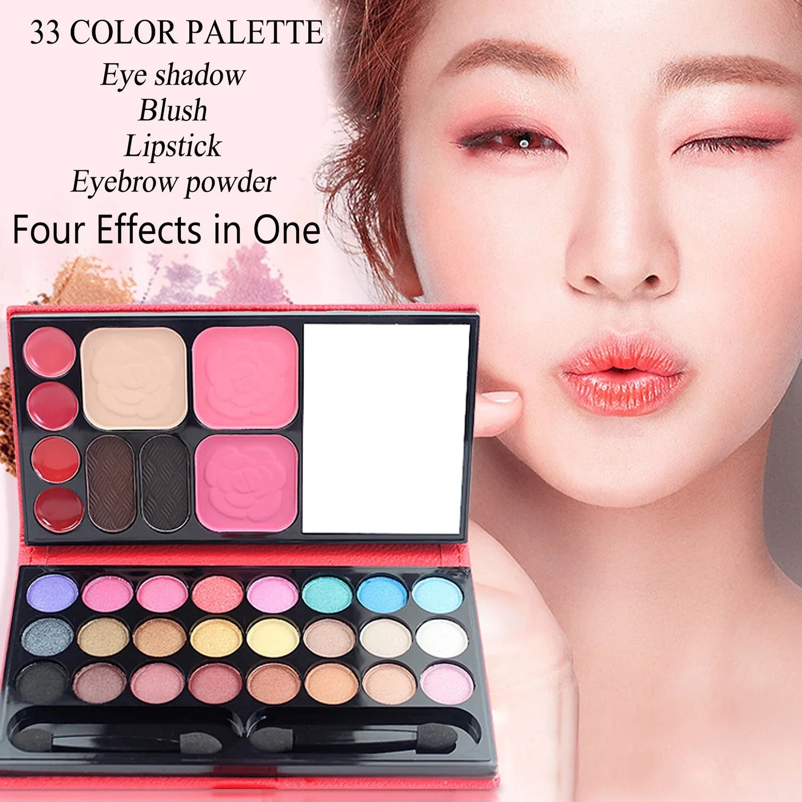 24 Colors Eyeshadow Eyebrow Powder Lip Jelly Blush Facial Makeup Palette Set Kit