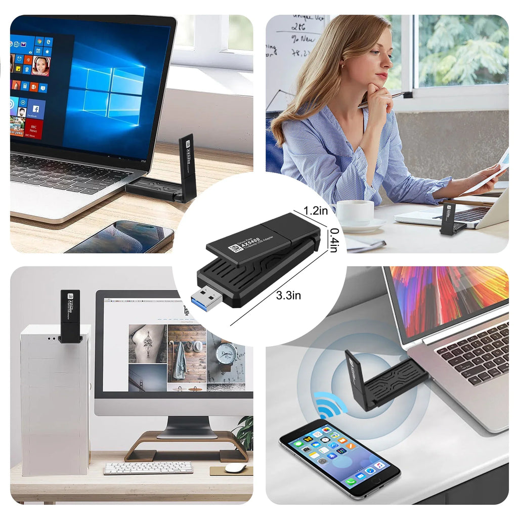 CELECTIGO AX5400 802.11AX WiFi 6E USB 3.0 WiFi Adapter ,for PC Laptop Tri Band 6GHz/5GHz/2.4GHz, WPA3, Wireless USB WiFi Dongle Network Adapter,Only Compatible with Windows 11/10, Driver free,Black