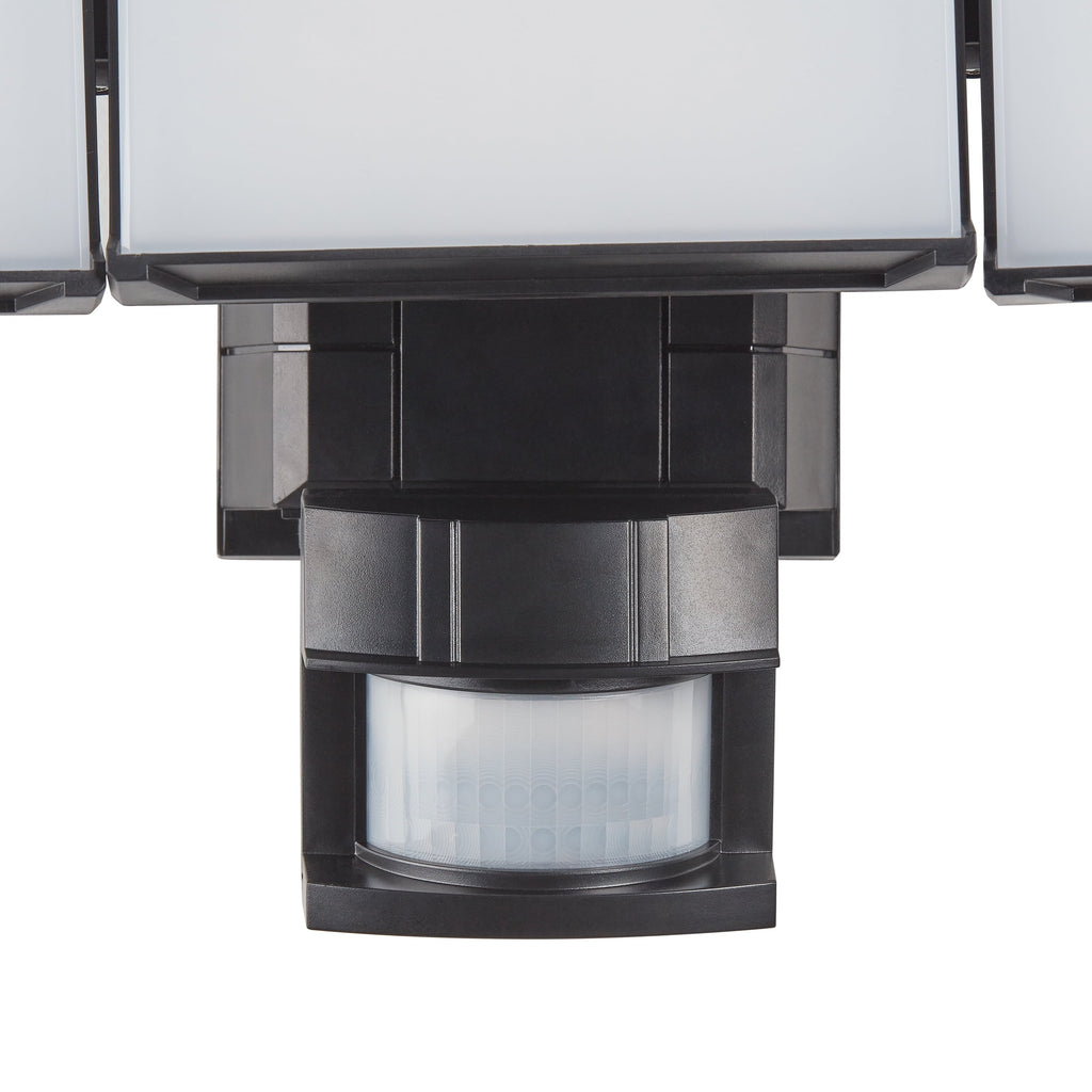 Hyper Tough Solar Three Head LED Motion Sensing Security Flood Light, Outdoor, Black, 2000 Lumen