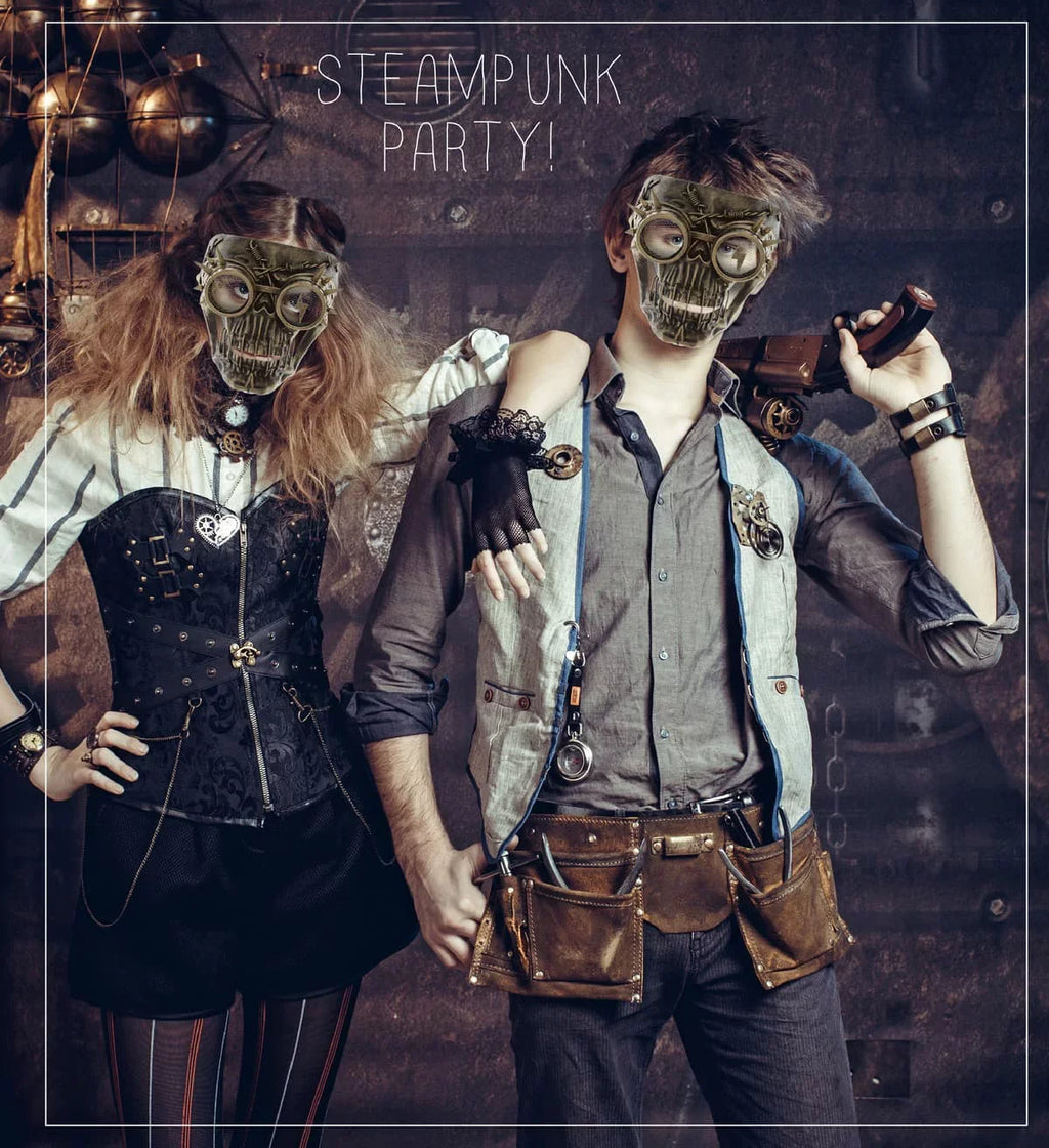 Stylish Attitude Studio Steampunk Wired Skeleton Full Face Mask Goggles Costume - Gold