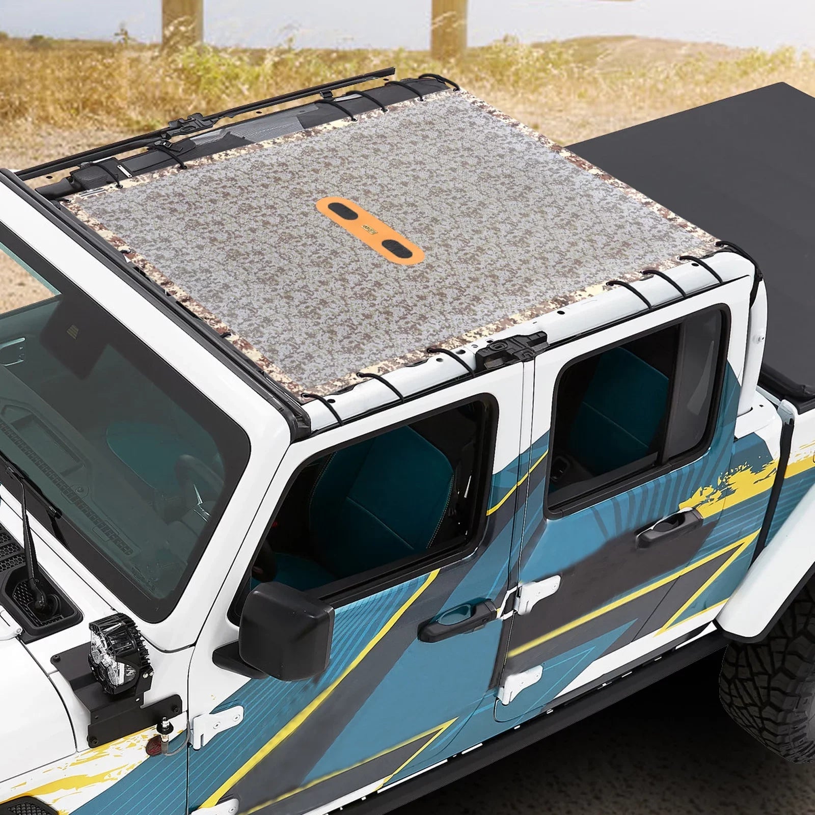 Stylish Wrangler Rear Seat Cover Cargo Net with Storage Pouch Bags Trunk Cargo Tool Organizers Backseat Soft-Shell Pet Barrier for JK JL