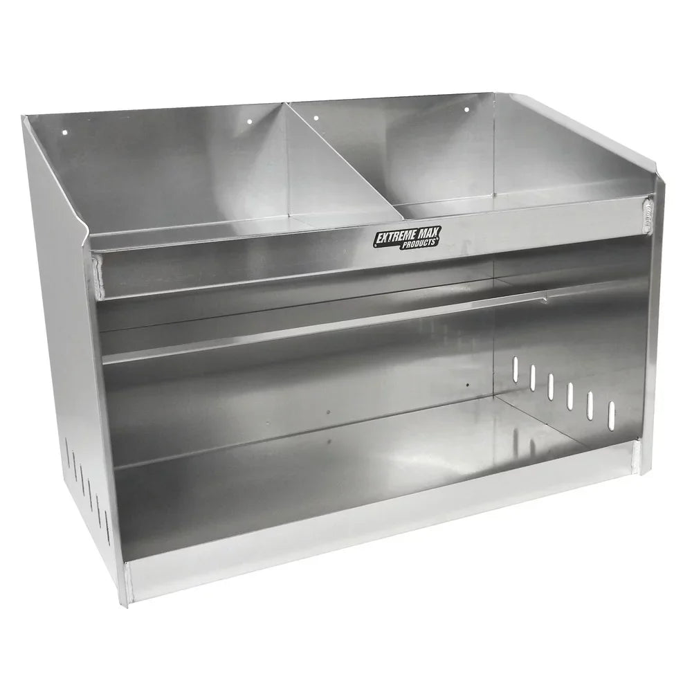 Extreme Max 5001.6056 Deluxe Dual Aluminum Helmet Bay Shelf Holder Storage Cabinet Organizer for Enclosed Race Trailer Shop Garage Storage