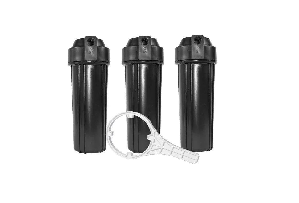 Standard 2.5x10" Replacement Water filter Housing 3/8" NPT with Wrench 3 Pack - Exclusive Design