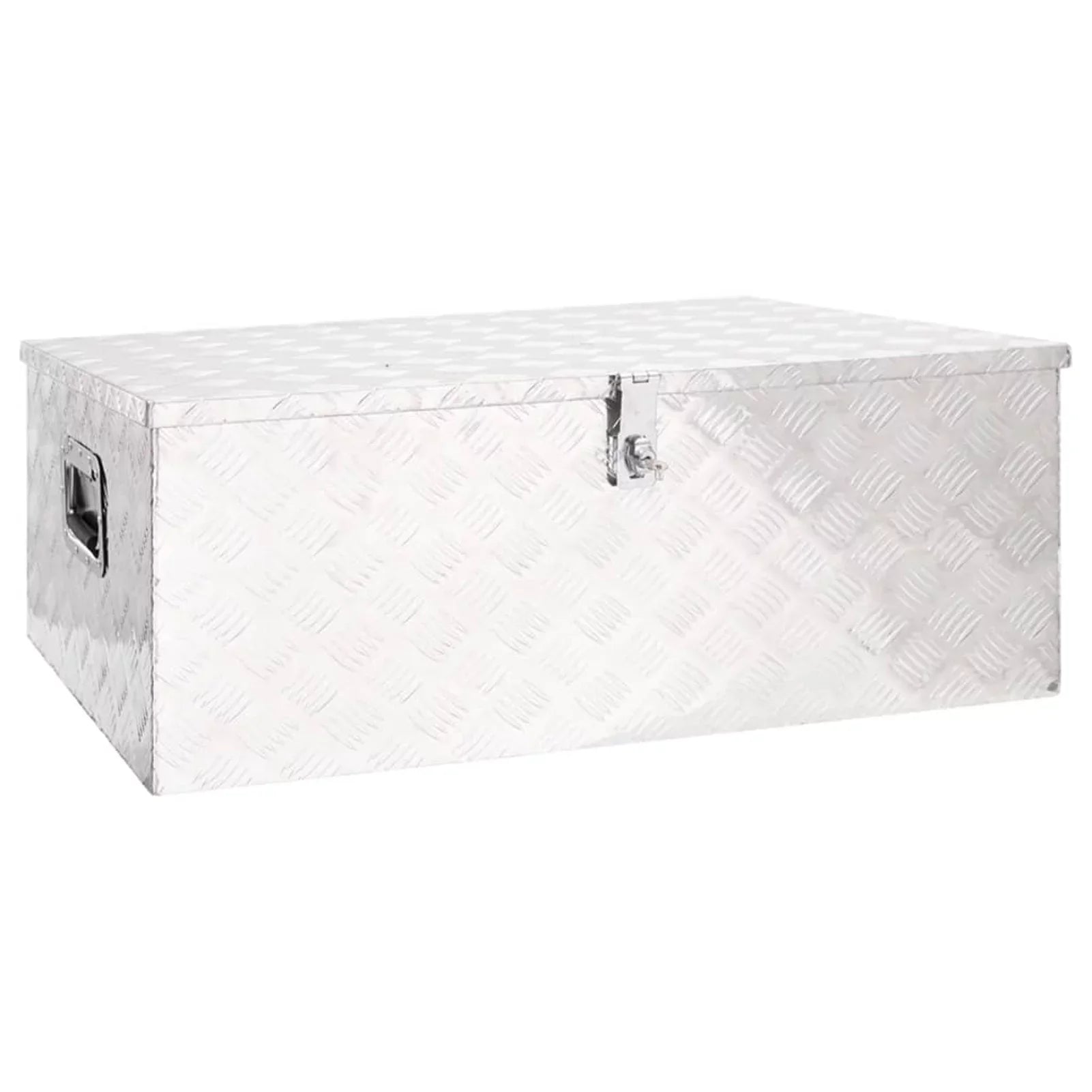 Stylish Anself Aluminum Tool Box Truck Toolbox Lockable Underbody Organizer Storage Case Trailer Box Silver for Vehicle, Garage, Camping Trip 39.4 x 21.7 x 14.6 Inches (L x W x H)